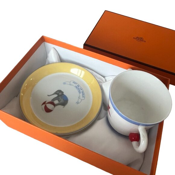 Hermes Vintage Rare Circus Children's Cup and Saucer Set - Picture 1 of 9